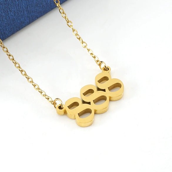 Necklace 316L Stainless Steel Lucky Number Pendant With Letters Numbers Text Design For Women