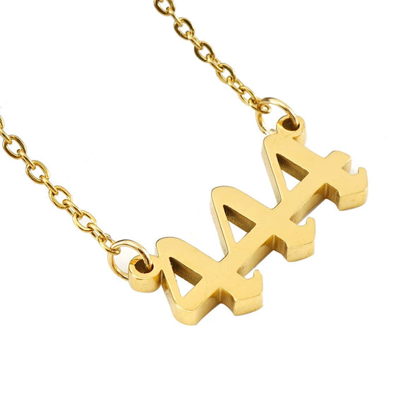 Necklace 316L Stainless Steel Lucky Number Pendant With Letters Numbers Text Design For Women
