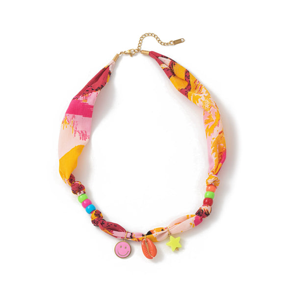 Necklace Titanium Steel Marine Life Colorful Flowers Shell Pendant Goldplated Electroplating