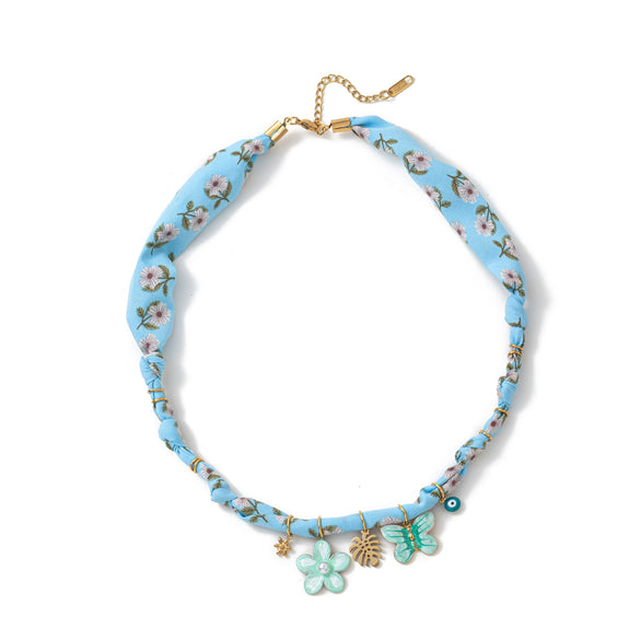 Necklace Titanium Steel Marine Life Colorful Flowers Shell Pendant Goldplated Electroplating