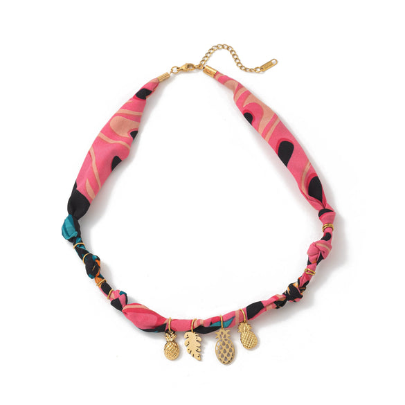 Necklace Titanium Steel Marine Life Colorful Flowers Shell Pendant Goldplated Electroplating