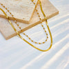 Necklace Titanium Steel Metal Beaded Chain Geometric Pattern Electroplating Irregular Doublelayer