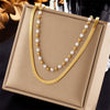 Necklace Titanium Steel Metal Beaded Chain Geometric Pattern Electroplating Irregular Doublelayer