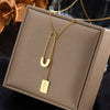 Necklace Titanium Steel Metal Chain Square Tag Pin Pendant Electroplating Cold Style Women's