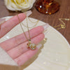 Necklace Titanium Steel Mixed Gem Inlay Geometric Lucky Bag Pendant Set With Pearls Women's Light Luxury Design