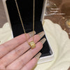 Necklace Titanium Steel Mixed Gem Inlay Geometric Lucky Bag Pendant Set With Pearls Women's Light Luxury Design