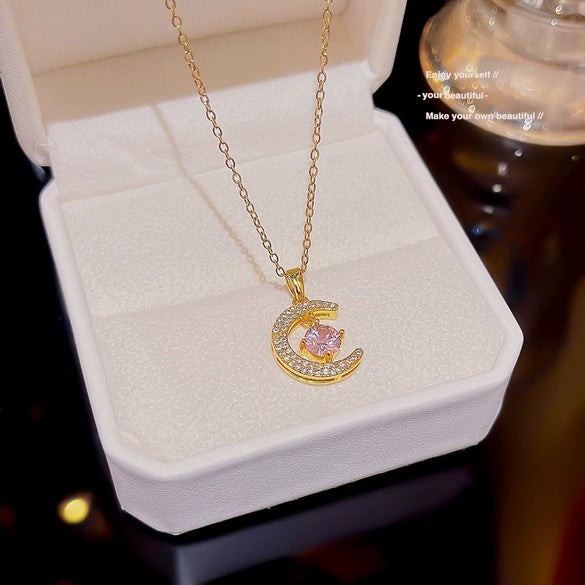 Necklace Titanium Steel Mixed Gem Inlay The Crown Pattern Mouse Head Women Jewelry
