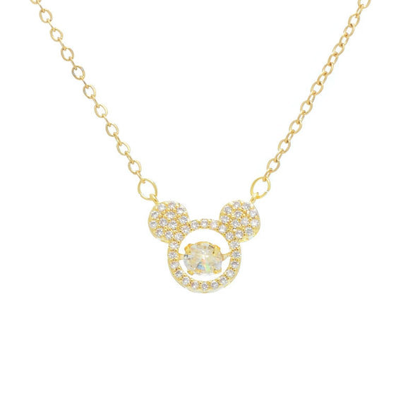 Necklace Titanium Steel Mixed Gem Inlay The Crown Pattern Mouse Head Women Jewelry