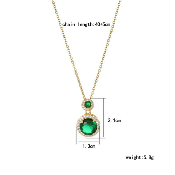 Necklace Titanium Steel Mixed Gemstone Geometric Style Set With Diamonds Women's