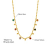 Necklace Titanium Steel Mixed Gemstone Inlay Geometric Round Pendant Electroplating Ball Chain