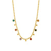 Necklace Titanium Steel Mixed Gemstone Inlay Geometric Round Pendant Electroplating Ball Chain