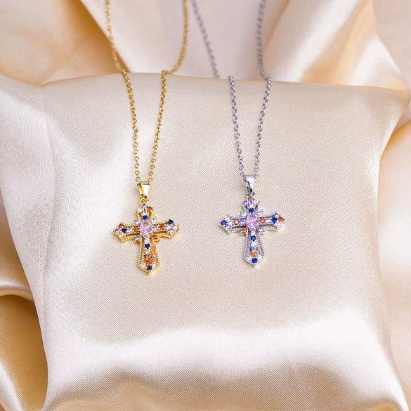Necklace Titanium Steel Mixed Gemstone Setting Electroplating Simple Design O Word Chain