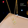 Necklace Titanium Steel Mixed Gemstone Setting Leaf Geometric Zircon Light Luxury