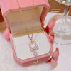 Necklace Titanium Steel Mixed Gemstone Setting Leaf Geometric Zircon Light Luxury