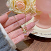 Necklace Titanium Steel Mixed Gemstone Setting Leaf Geometric Zircon Light Luxury
