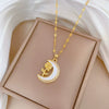 Necklace Titanium Steel Moon Rose Geometric Copper Pendant Unisex