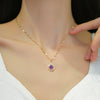 Necklace Titanium Steel Natural Plant Flowers Geometric Diamond Zircon Design