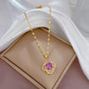 Necklace Titanium Steel Natural Plant Flowers Geometric Diamond Zircon Design