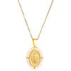 Necklace Titanium Steel Natural Turquoise Oval Virgin Pattern Electroplated Cross Chain
