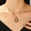 Necklace Titanium Steel Natural Turquoise Oval Virgin Pattern Electroplated Cross Chain