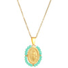 Necklace Titanium Steel Natural Turquoise Oval Virgin Pattern Electroplated Cross Chain