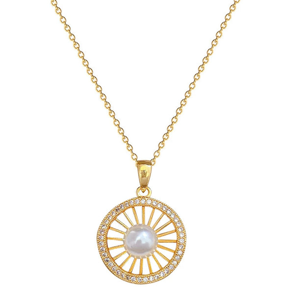Necklace Titanium Steel Pearl Hollow Bird's Nest Geometric Style Copper Pendant