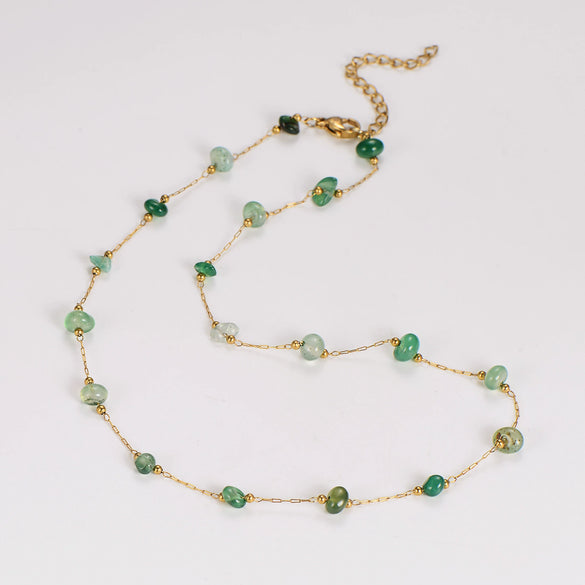 Necklace Titanium Steel Pearl Natural Stone Beaded Irregular Geometric Electroplating Women