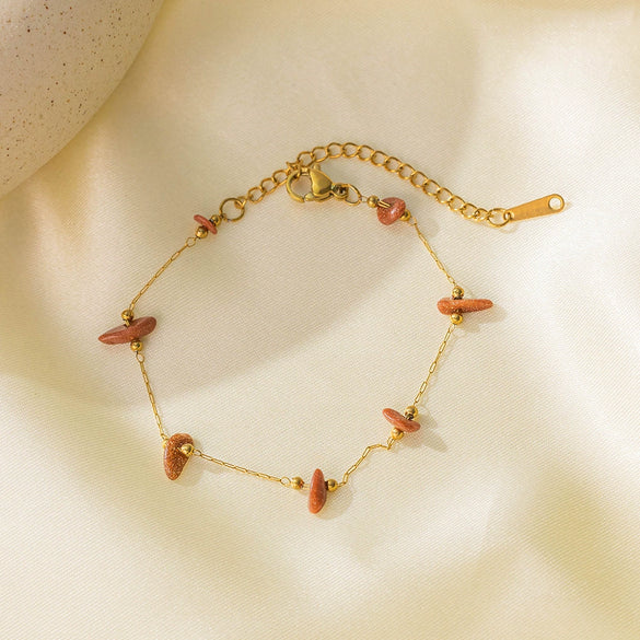 Necklace Titanium Steel Pearl Natural Stone Beaded Irregular Geometric Electroplating Women