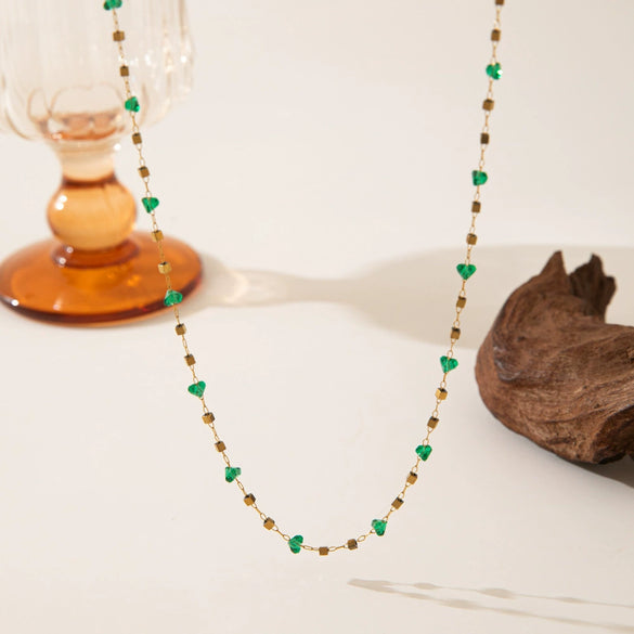 Necklace Titanium Steel Pearl Natural Stone Beaded Irregular Geometric Electroplating Women