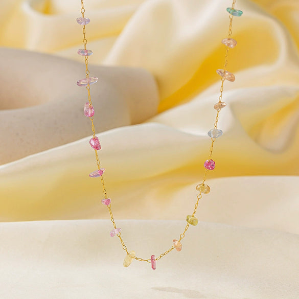 Necklace Titanium Steel Pearl Natural Stone Beaded Irregular Geometric Electroplating Women