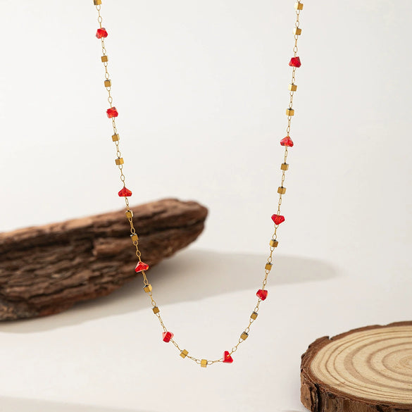 Necklace Titanium Steel Pearl Natural Stone Beaded Irregular Geometric Electroplating Women