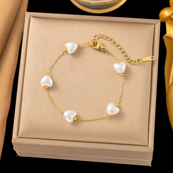 Necklace Titanium Steel Pearl Natural Stone Beaded Irregular Geometric Electroplating Women