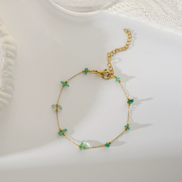 Necklace Titanium Steel Pearl Natural Stone Beaded Irregular Geometric Electroplating Women