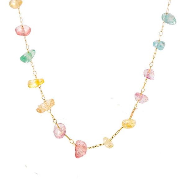 Necklace Titanium Steel Pearl Natural Stone Beaded Irregular Geometric Electroplating Women