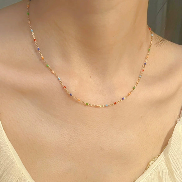 Necklace Titanium Steel Pearl Natural Stone Beaded Irregular Geometric Electroplating Women