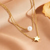 Necklace Titanium Steel Pearl Star Geometric Electroplating Bamboo Chain Women's