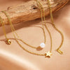 Necklace Titanium Steel Pearl Star Geometric Electroplating Bamboo Chain Women's