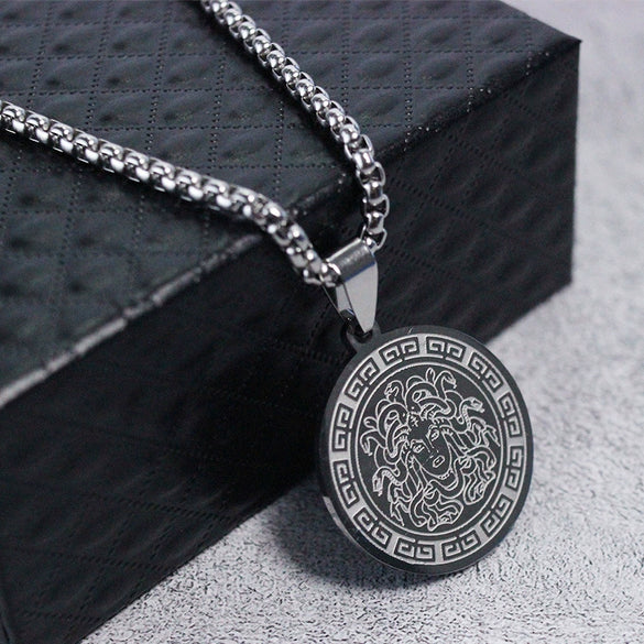 Necklace Titanium Steel Personality Geometric Medusa Snake Pendant Electroplating