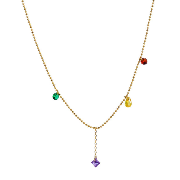 Necklace Titanium Steel Rhinestone Geometric Pattern Bead Chain Electroplating For Women