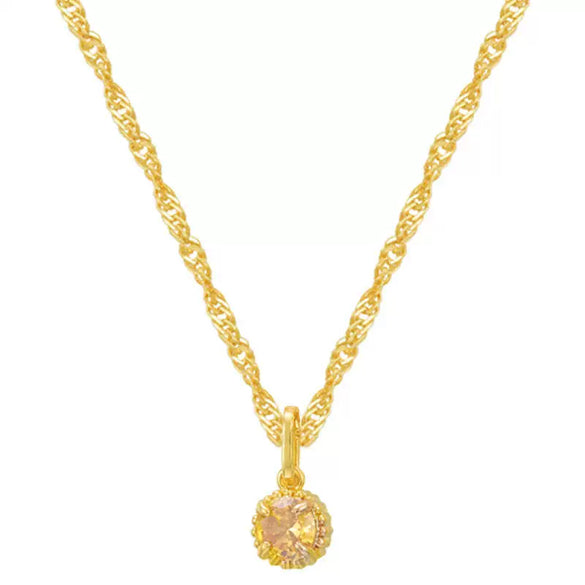 Necklace Titanium Steel Round Geometric Artificial Crystal December Birthday Stone For Women Furnace Vacuum Plating