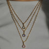 Necklace Titanium Steel Round Geometric Artificial Crystal December Birthday Stone For Women Furnace Vacuum Plating