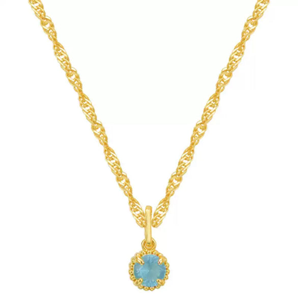 Necklace Titanium Steel Round Geometric Artificial Crystal December Birthday Stone For Women Furnace Vacuum Plating
