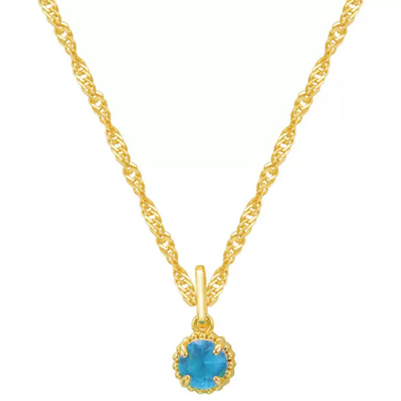 Necklace Titanium Steel Round Geometric Artificial Crystal December Birthday Stone For Women Furnace Vacuum Plating