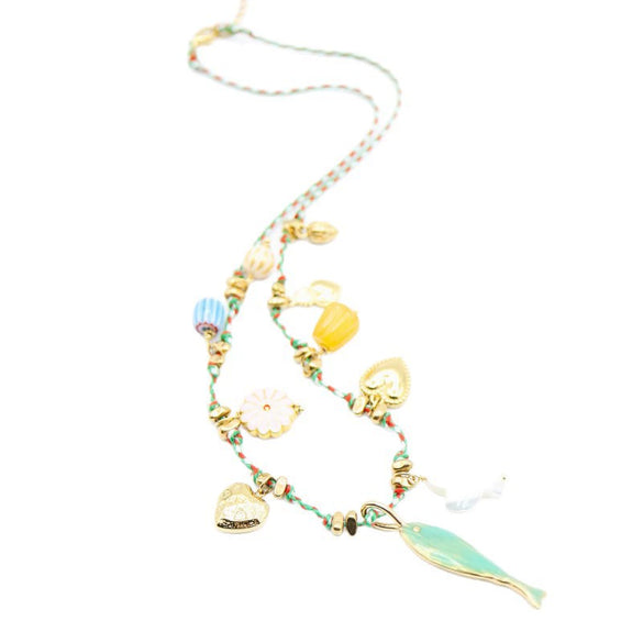 Necklace Titanium Steel Shell Starfish Butterfly Turtle Chili Elephant Pearl Electroplating Multipendant