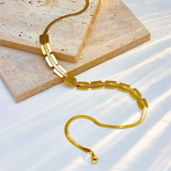 Necklace Titanium Steel Snake Chain Geometric Electroplating