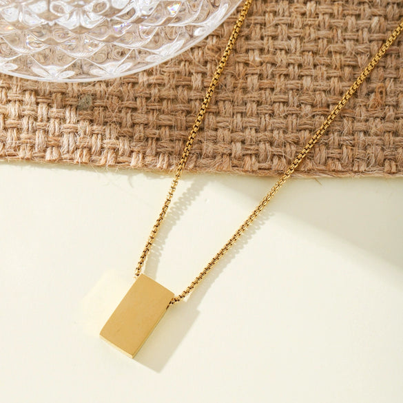 Necklace Titanium Steel Square Geometric Cuboid Electroplating Couple Jewelry