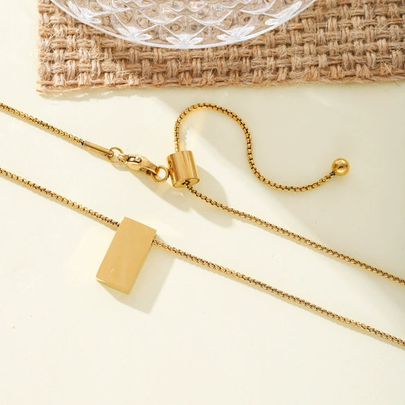 Necklace Titanium Steel Square Geometric Cuboid Electroplating Couple Jewelry