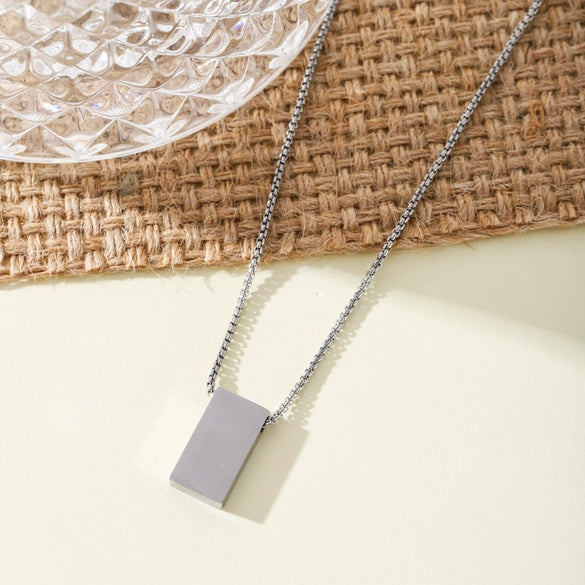 Necklace Titanium Steel Square Geometric Cuboid Electroplating Couple Jewelry