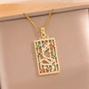 Necklace Titanium Steel Square Snake Shaped Mixed Gem Inlay Electroplating Women's