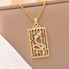 Necklace Titanium Steel Square Snake Shaped Mixed Gem Inlay Electroplating Women's